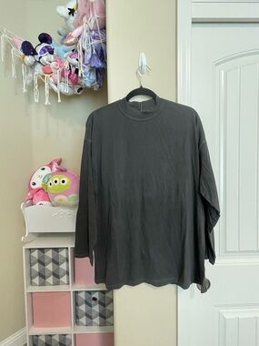 We The Free Charcoal Gray Long Sleeve Mock Neck Top